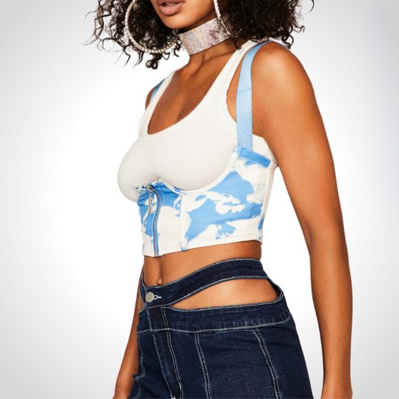 Dolls Kill Cloud Print Underbust Corset size M - Picture 2 of 4